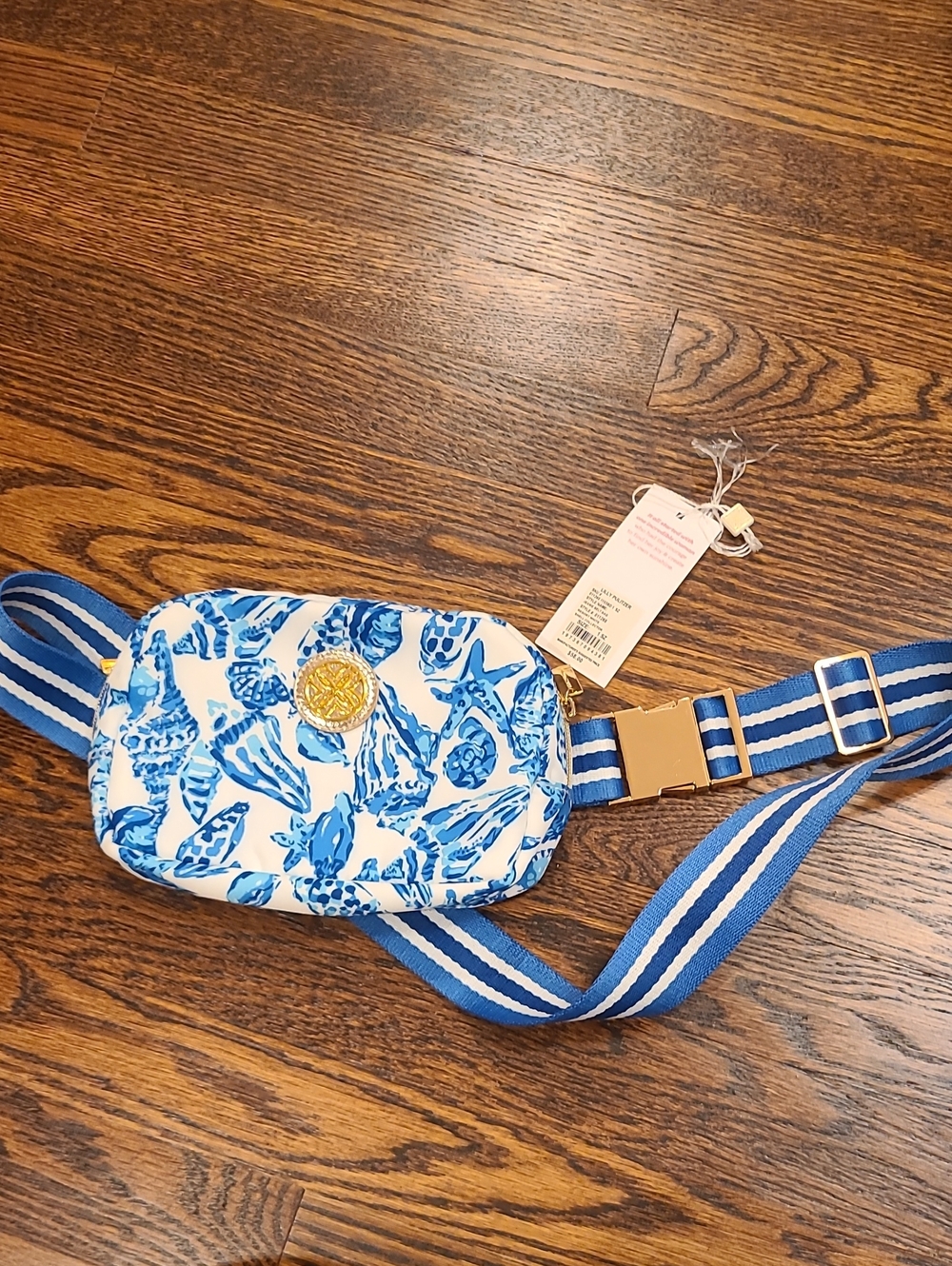 Lilly Pulitzer Blue and White Seashell Belt Bag